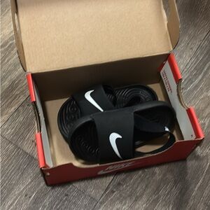 Nike Kids Black and White Slide Sandals